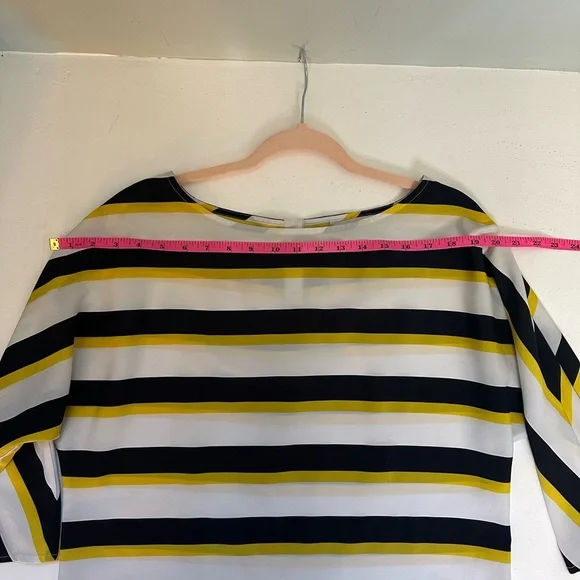 Loft Mid-Sleeve Striped Yellow and Black Women's Top Blouse Size Medium - Picture 4 of 6